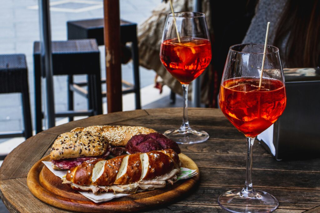 italian food - bread and spritz