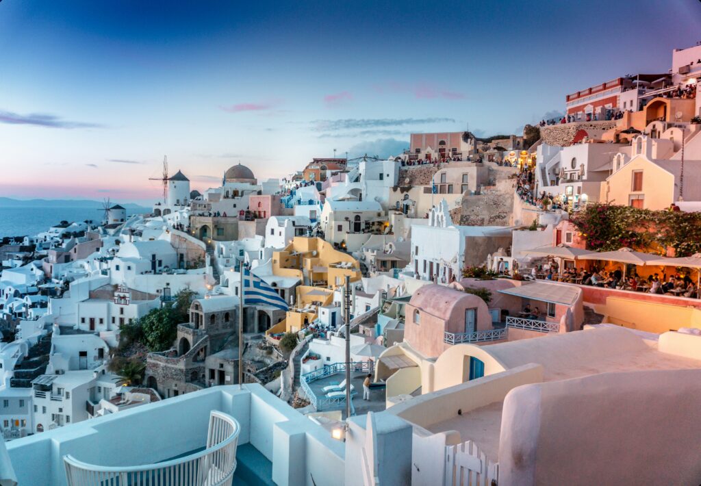 view of Santorini at sundown