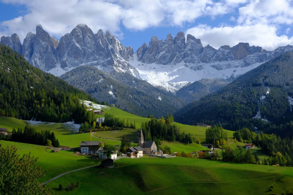 a view of the dolomites in spring