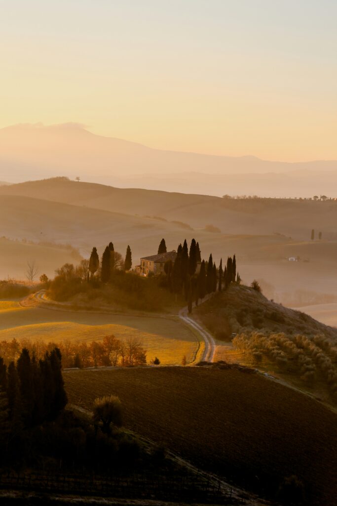 view of hills in Tuscany