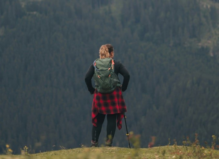 Girl hiking mountain