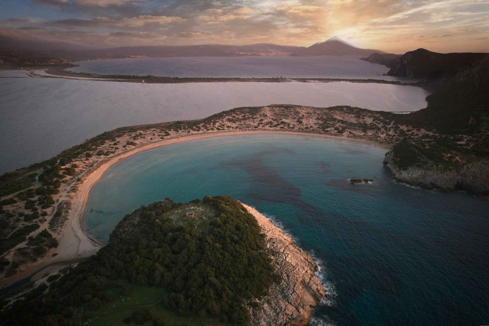 views over a peninsula on the peloponnese