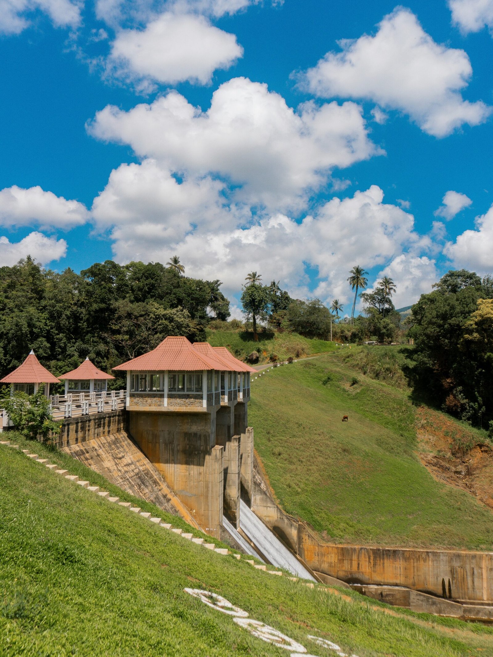 Scenic dam and blue sky in rural Sri Lanka creating a peaceful backdrop for an ayurveda retreat focused on rest and renewal.