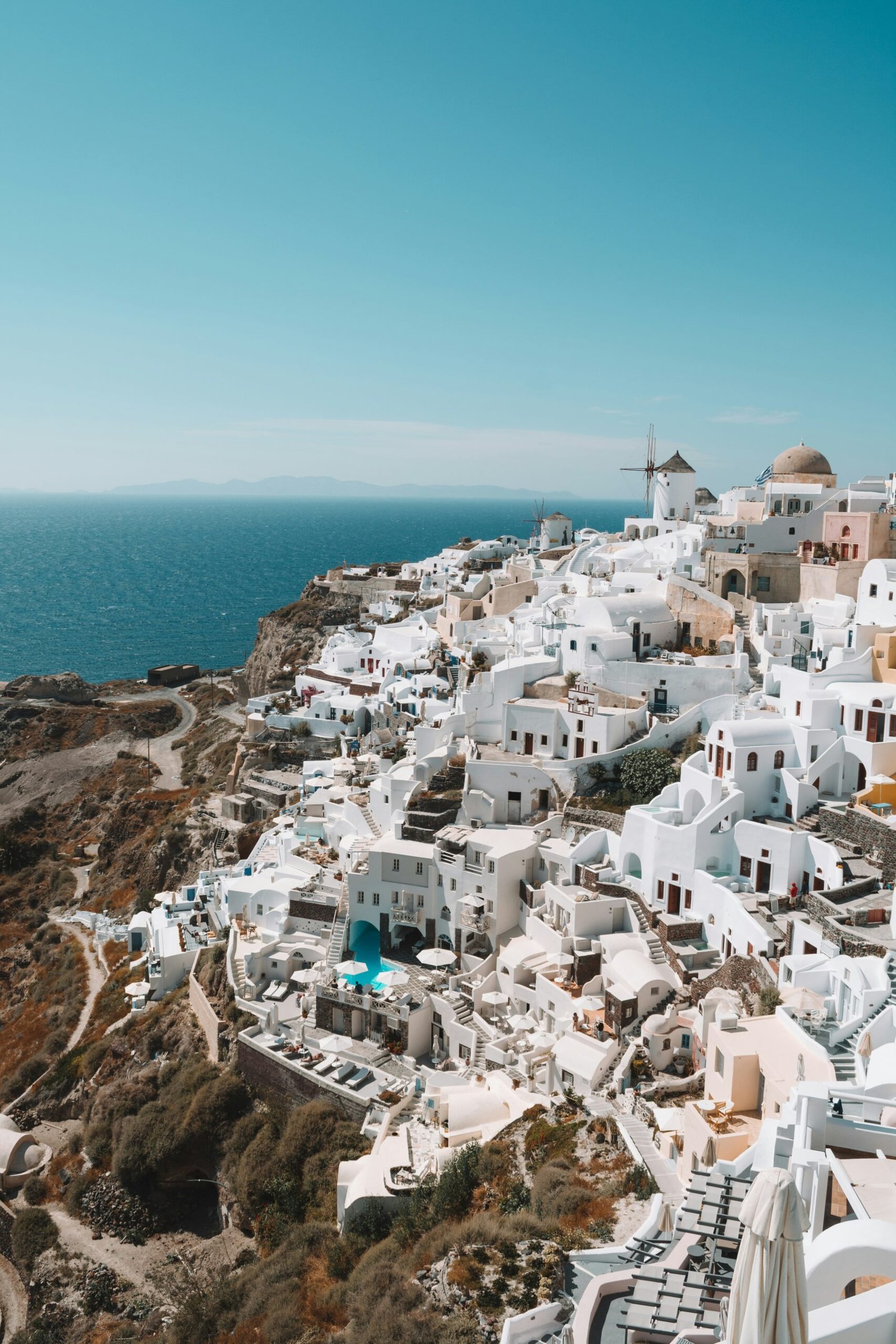 views of a town in mykonos - the perfect spot for your next yoga retreat