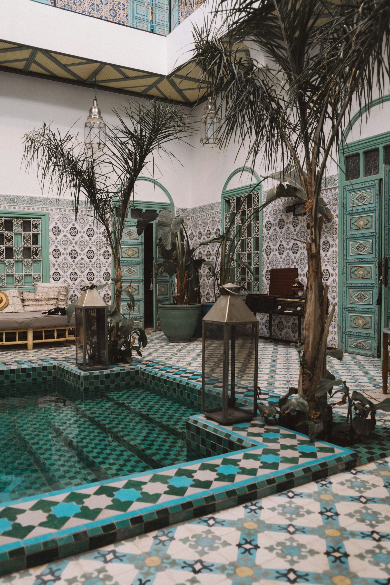 inside of a house where are hosted several Yoga Retreats in Marrakech