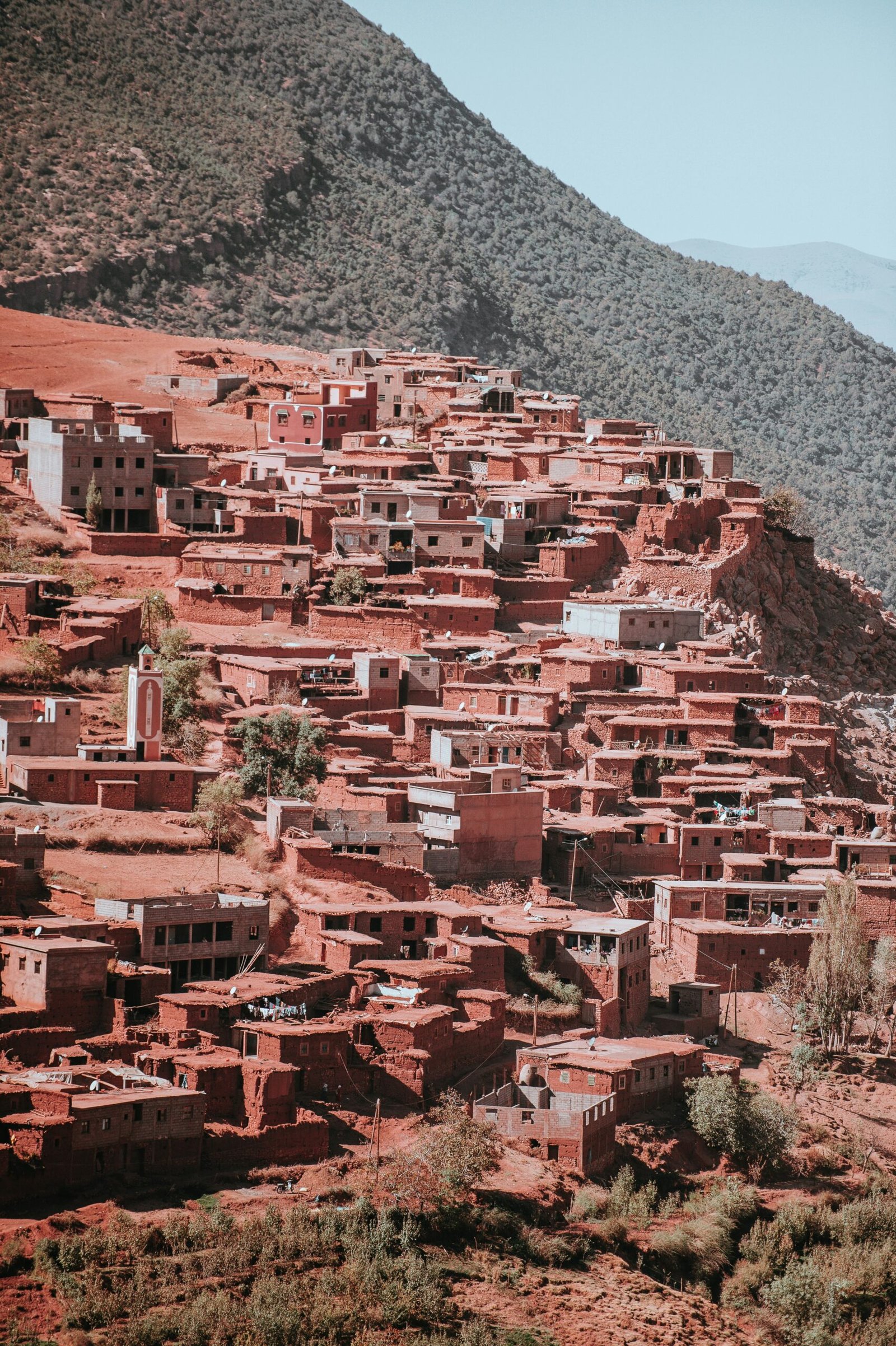 views of a village in the atlas mountains, morocco