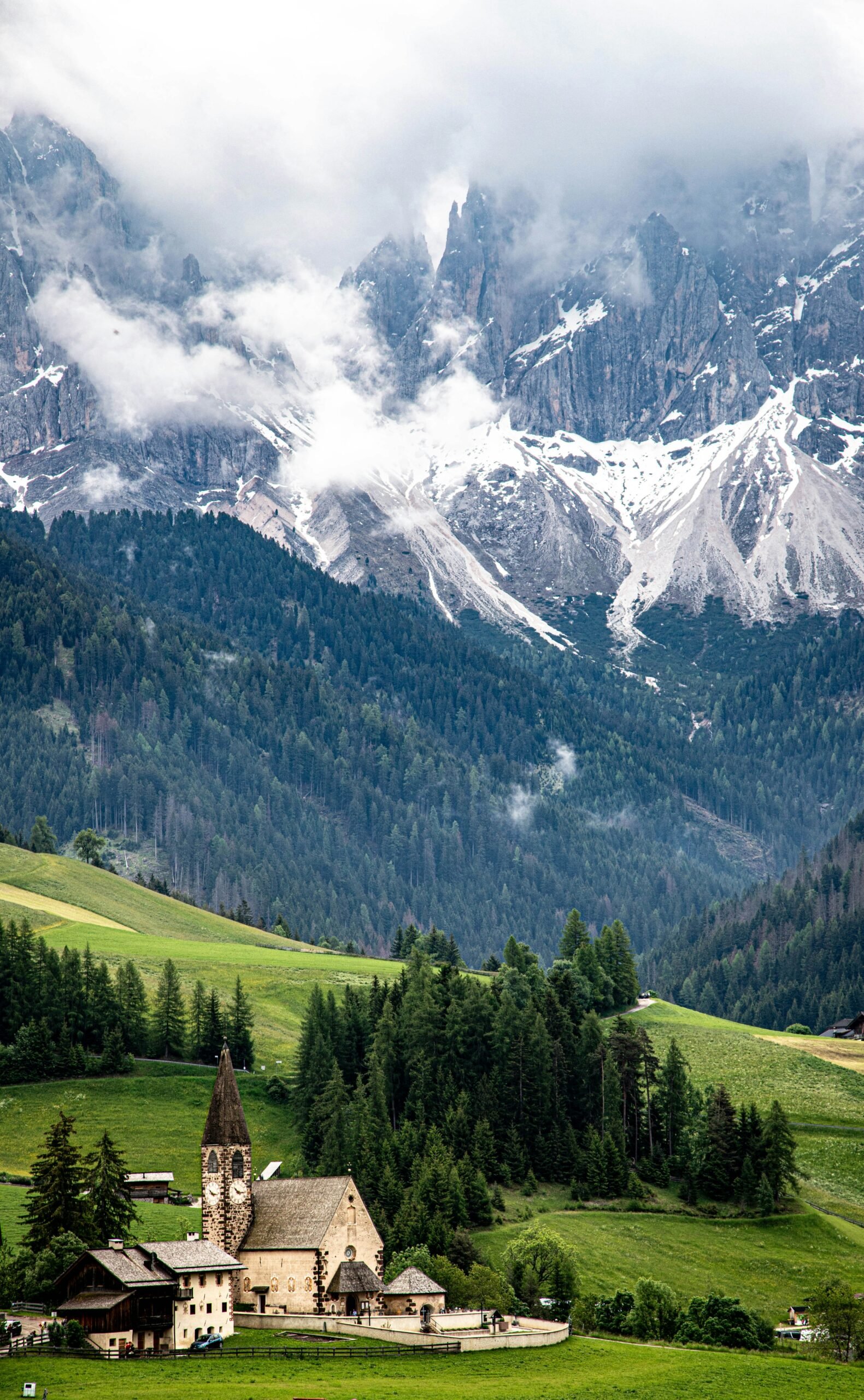 Small church in Villnoss beneath the Dolomites, reflecting the quiet and centered mood of September.
