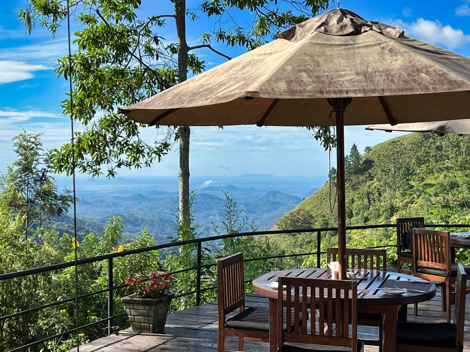 Hillside retreat view overlooking the highland scenery around Badulla, Sri Lanka.