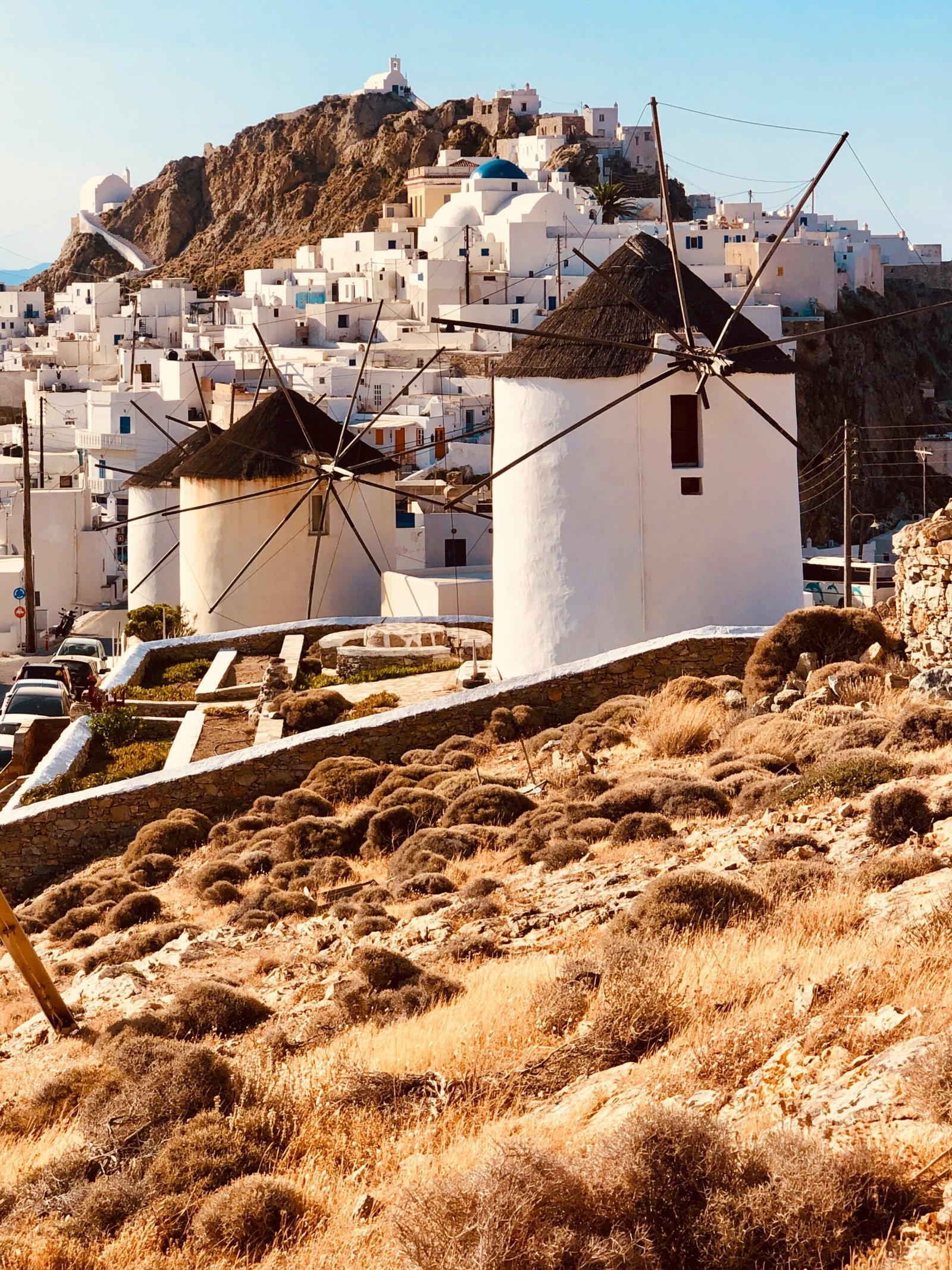 windmills in the countryside, greece