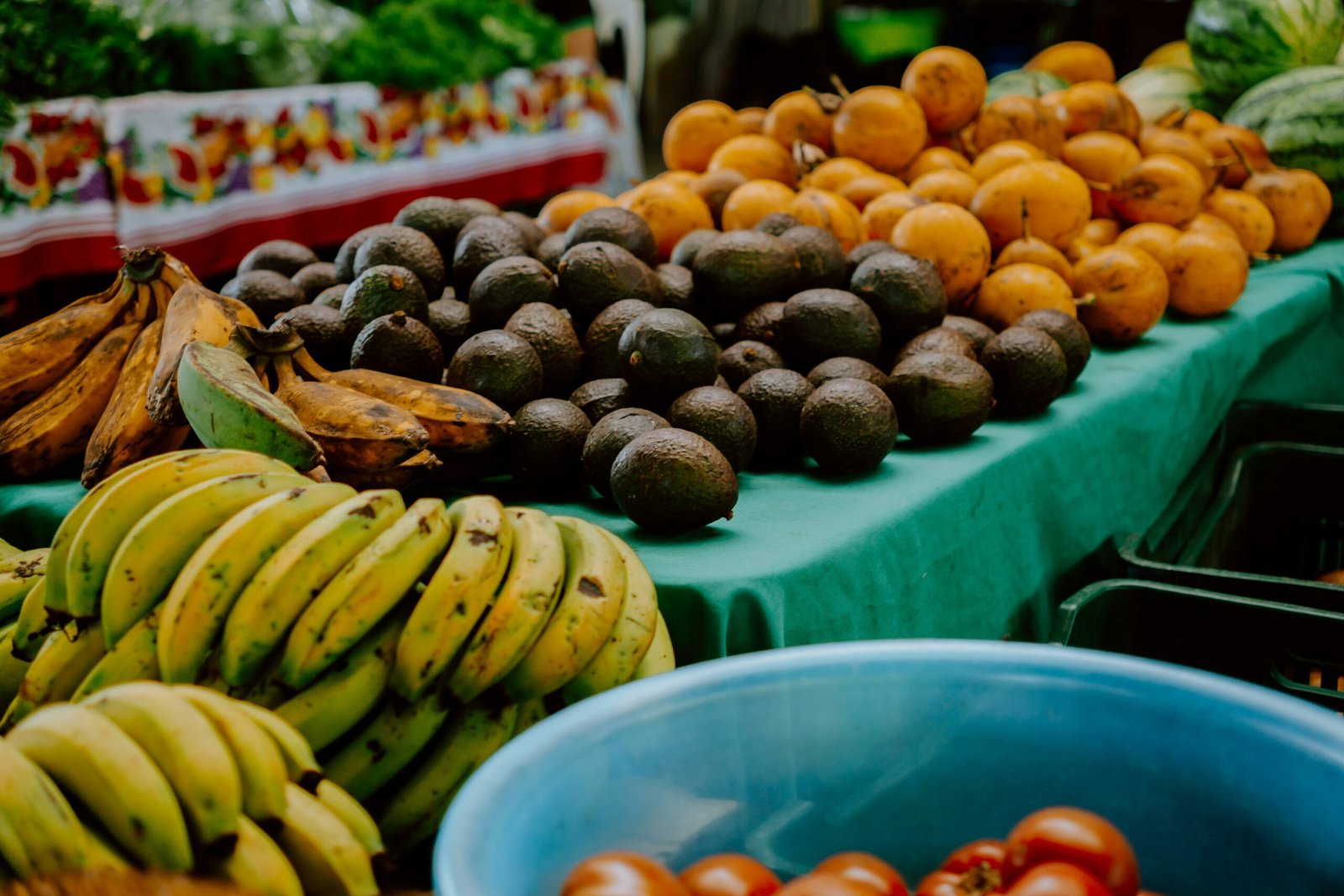 Fresh fruit on display at an outdoor market in Uvita, Costa Rica.