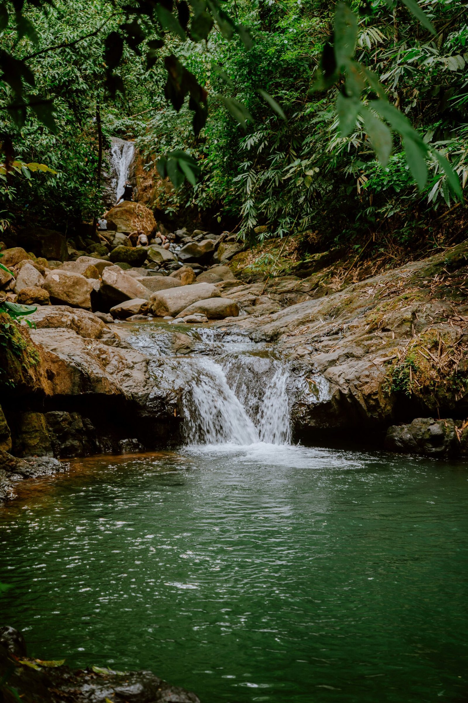 Tropical waterfall near Uvita, Costa Rica surrounded by dense green forest