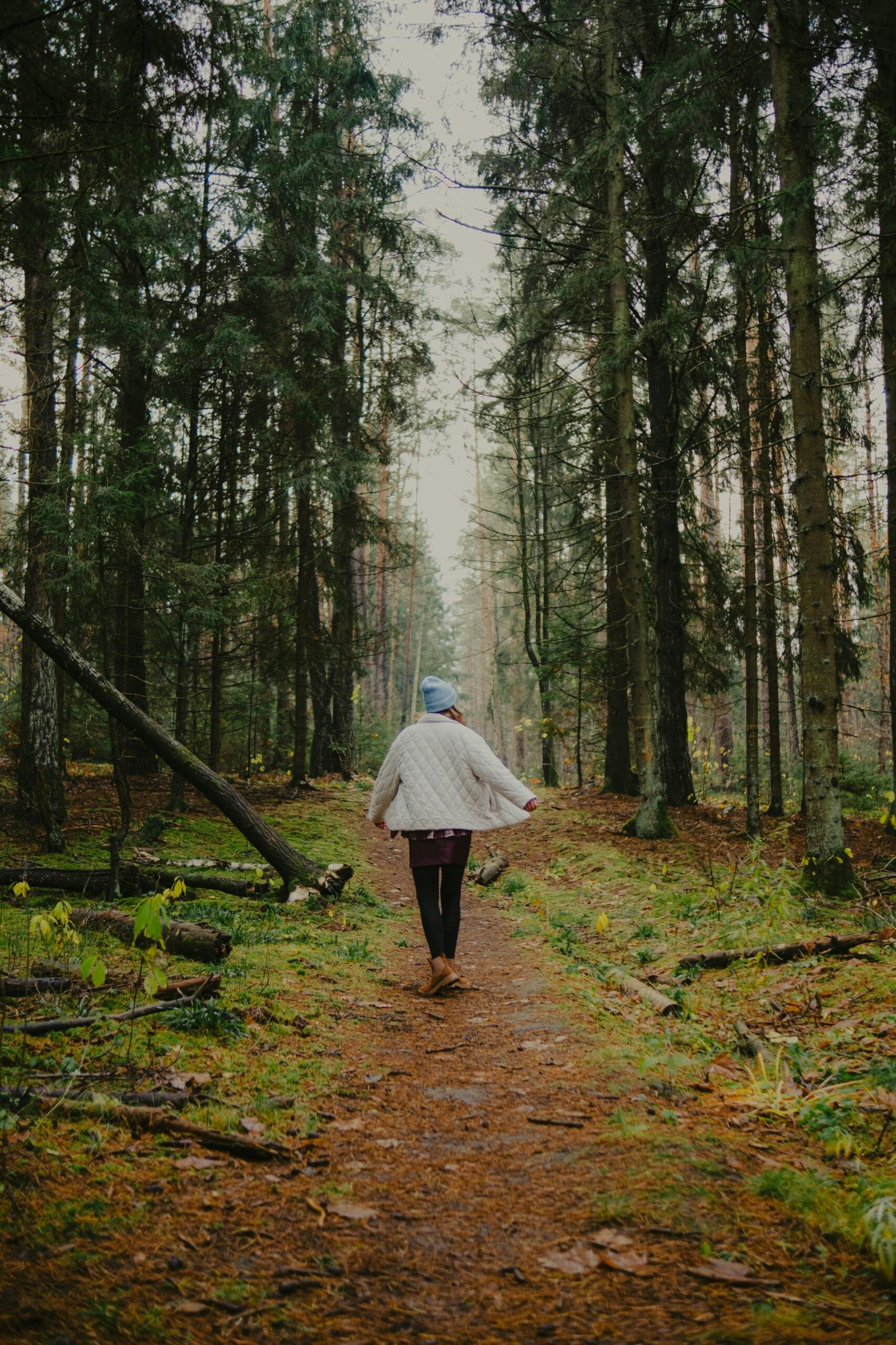 person walking in forest experiencing nature therapy