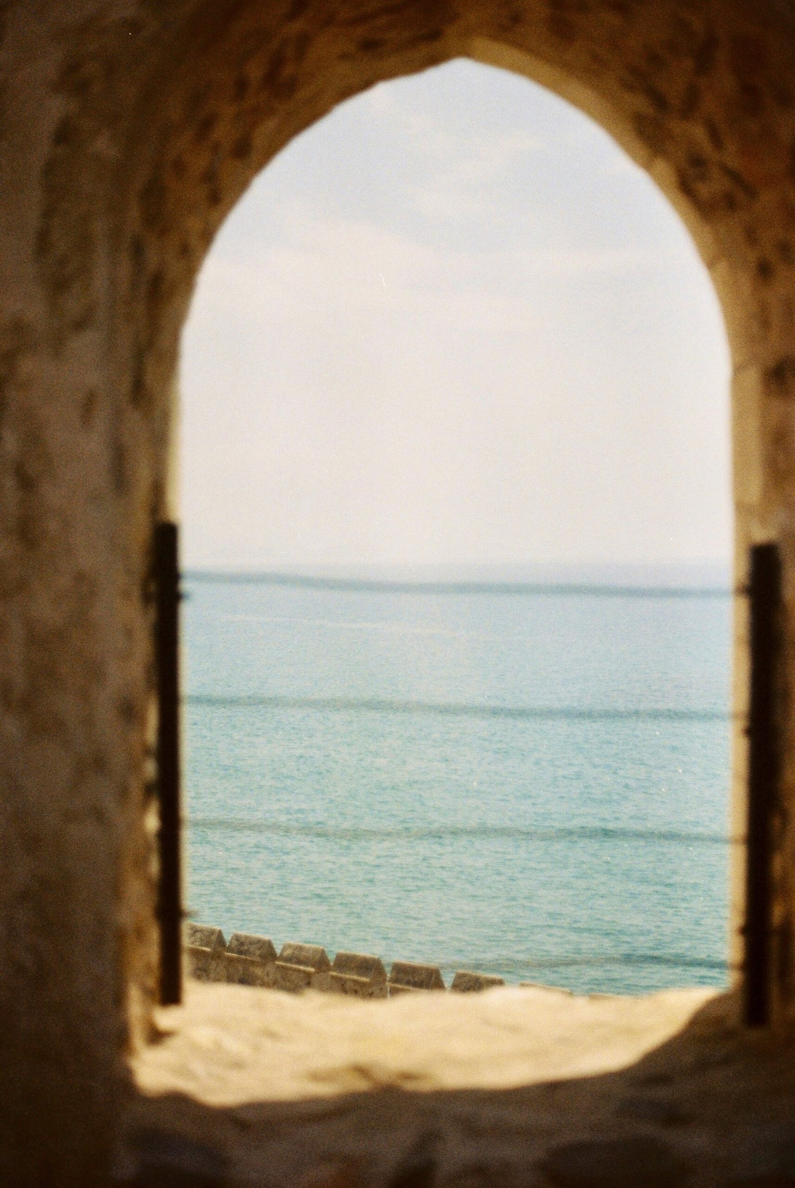 taghazout bay seen from above with bright atlantic light and cooling sea air