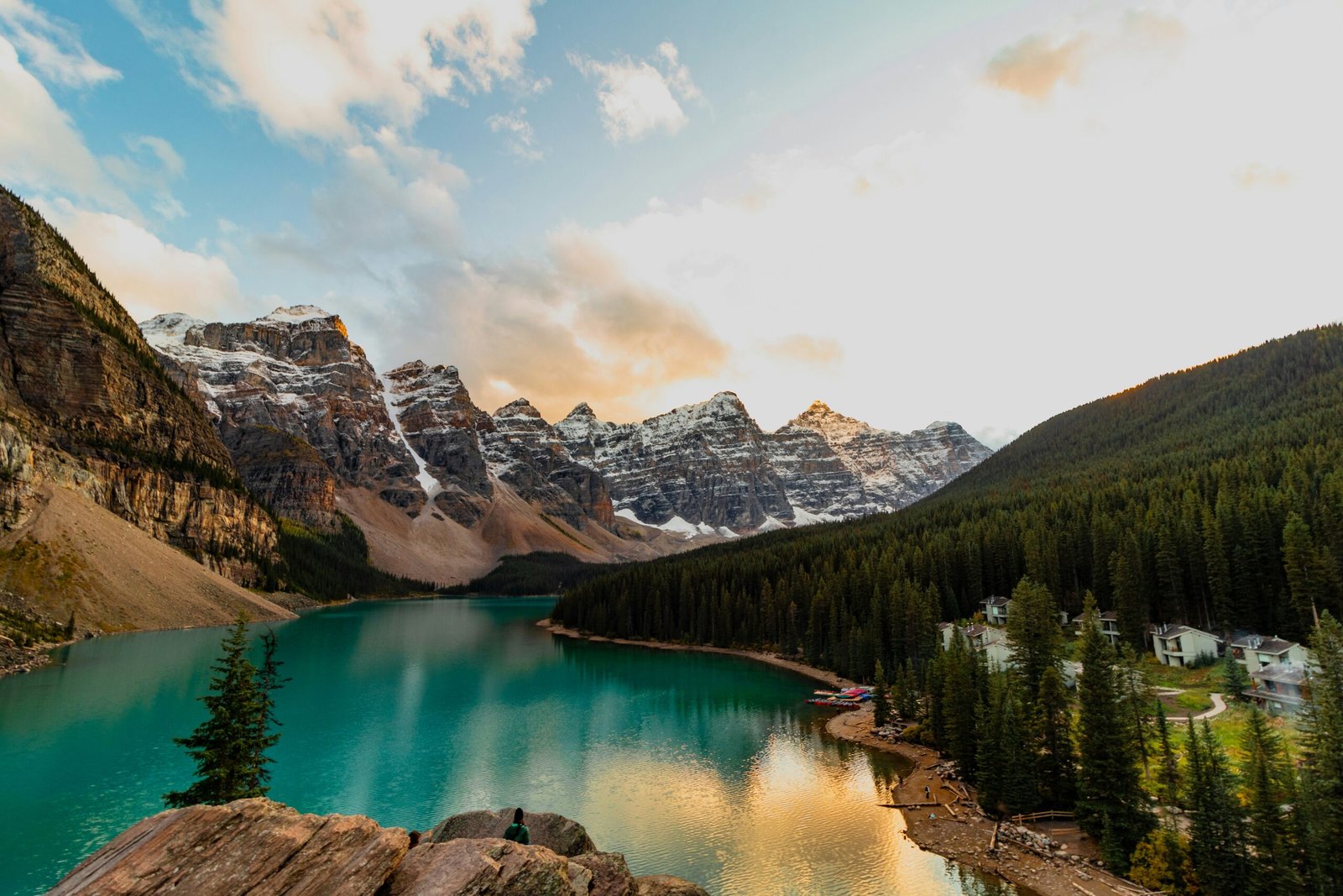 Moraine Lake in Banff National Park reflecting the crisp lake-and-mountain environment recommended for a June retreat.