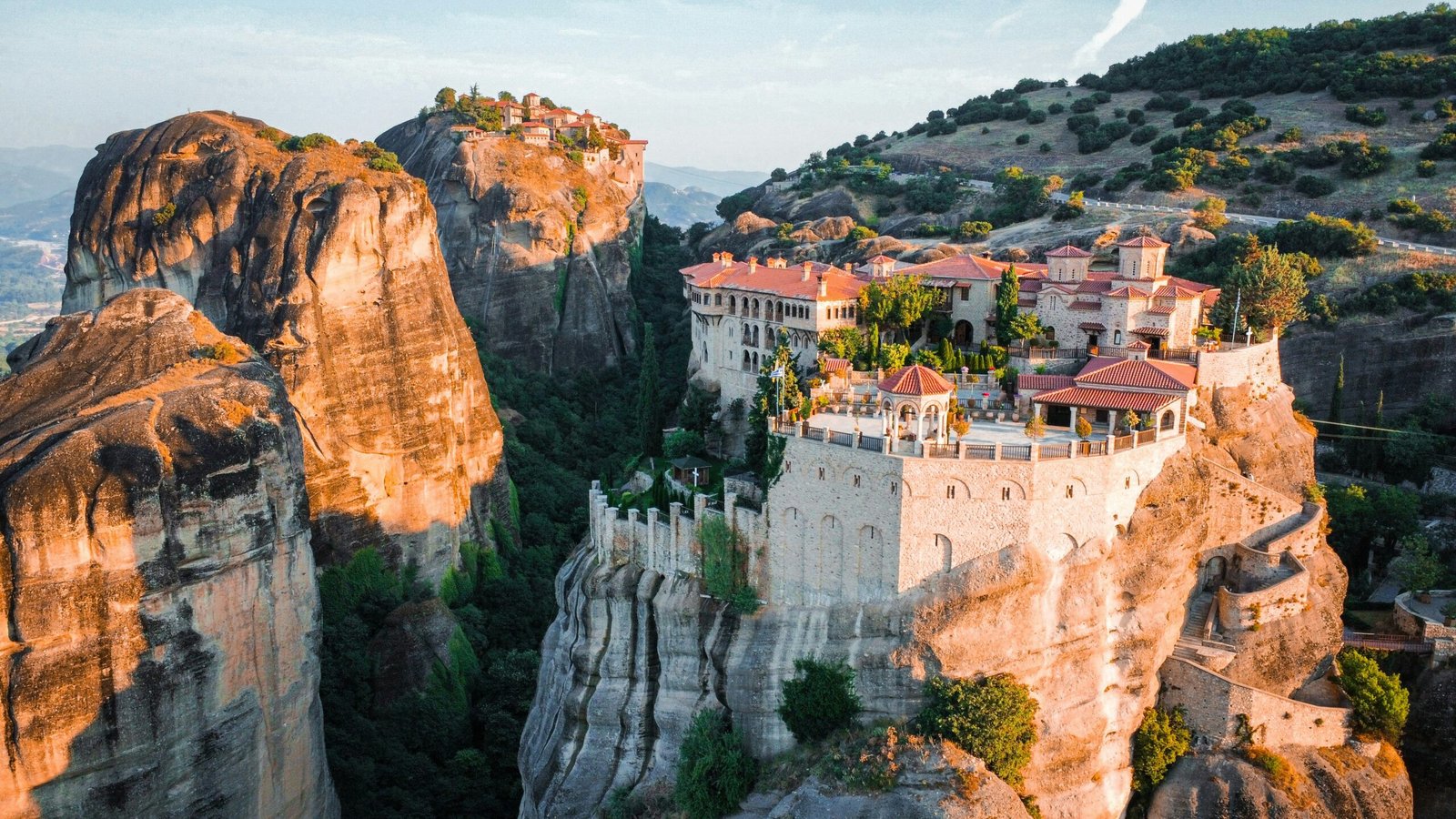 Monastery on the Meteora cliffs, bringing a deeply grounded and contemplative feel to an autumn retreat in Greece.