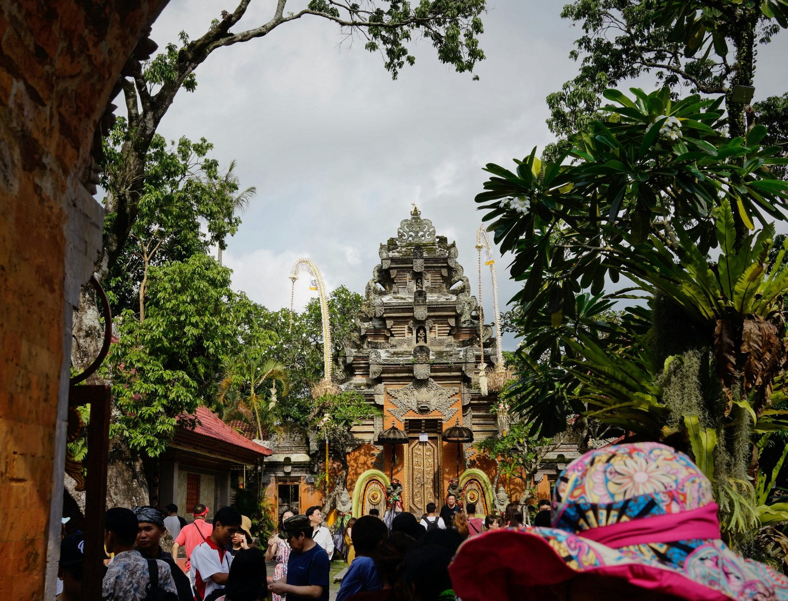 besakih temple with ceremonial umbrellas and crisp dry-season light in bali