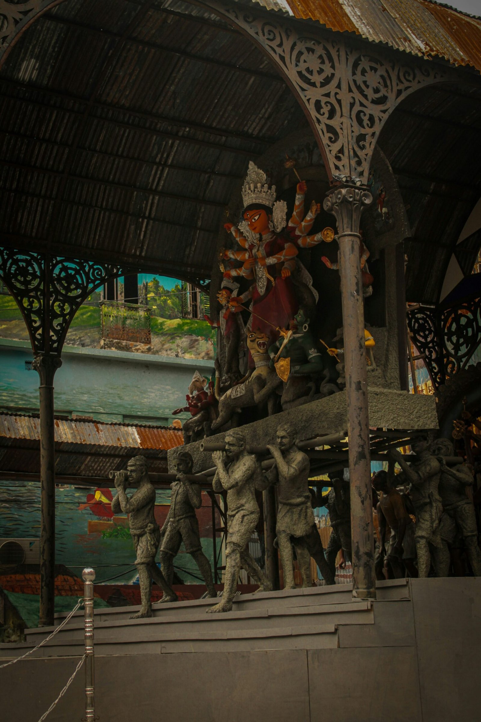 Durga Puja idol in Kolkata, reflecting the devotional energy and cultural immersion that shape an October retreat in India.