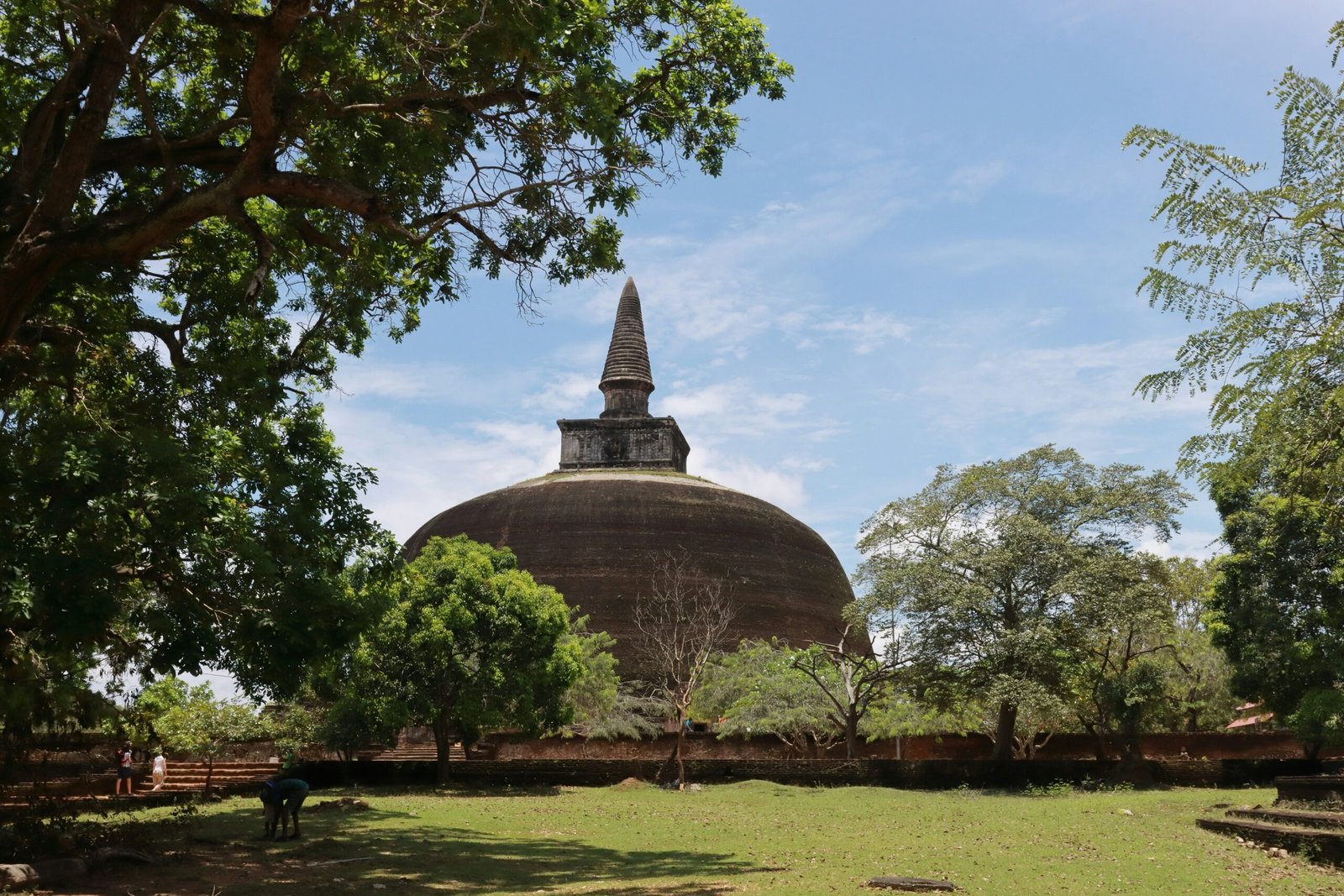 Rankoth Vehera rising above the archaeological landscape in Polonnaruwa, Sri Lanka.