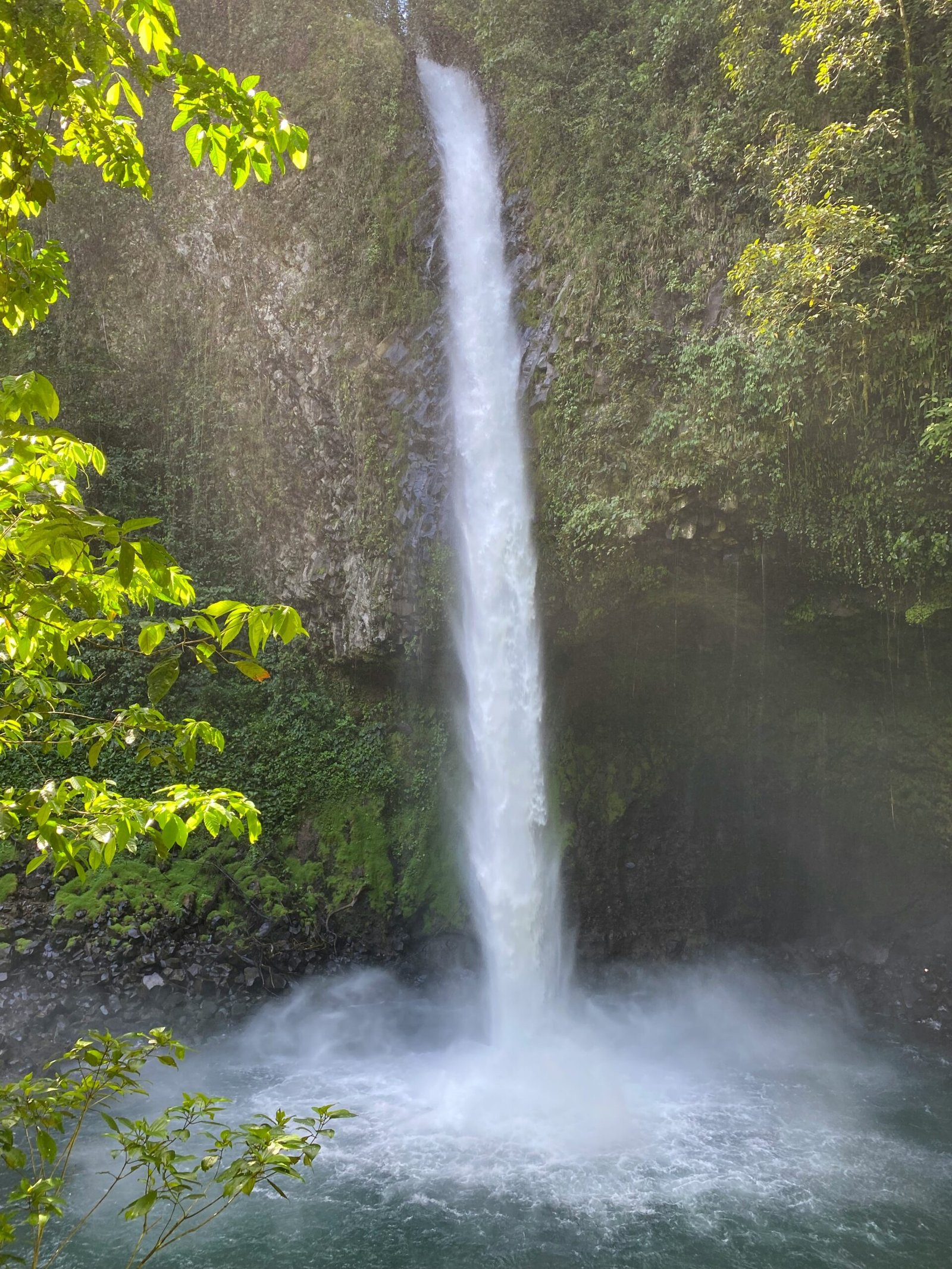 La Fortuna waterfall surrounded by lush jungle in Costa Rica
