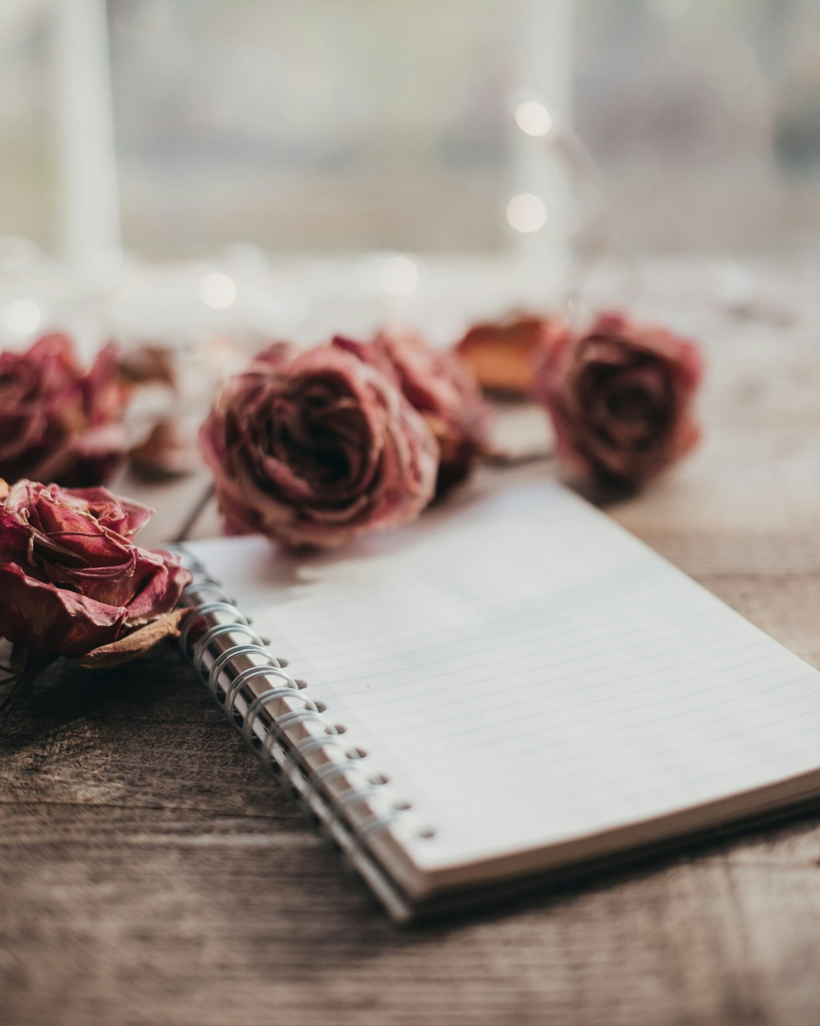 Journal with flowers for quiet August reflection and end-of-summer intention setting