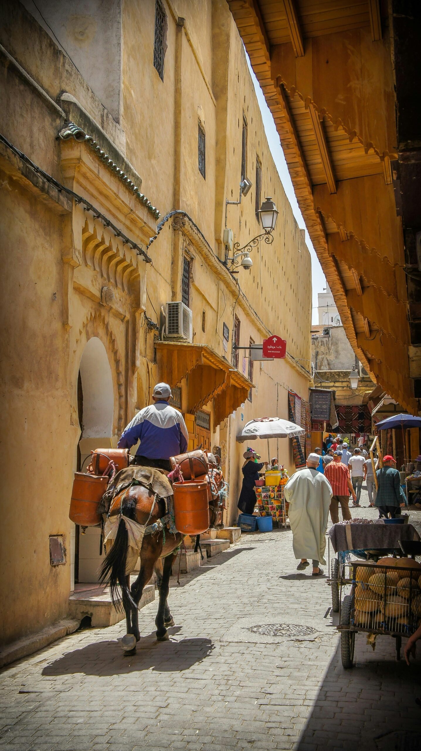 medina street in essaouira morocco with a slow artistic atmosphere