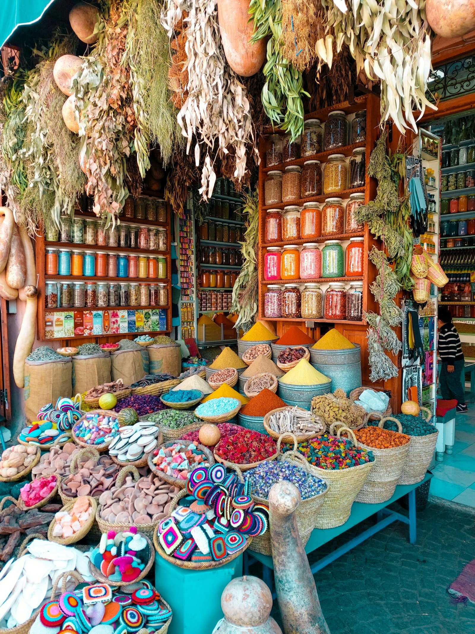 views of a market stall in marrakech